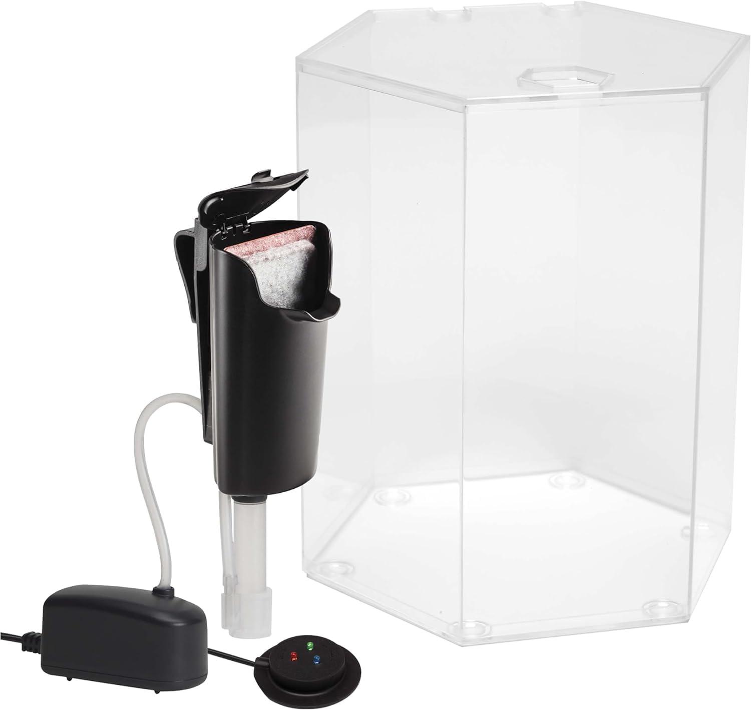 Tetra Bubbling LED Aquarium Kit 1gal Hexagon Shaped with Color-Changing Light Disc Aquarium Decor