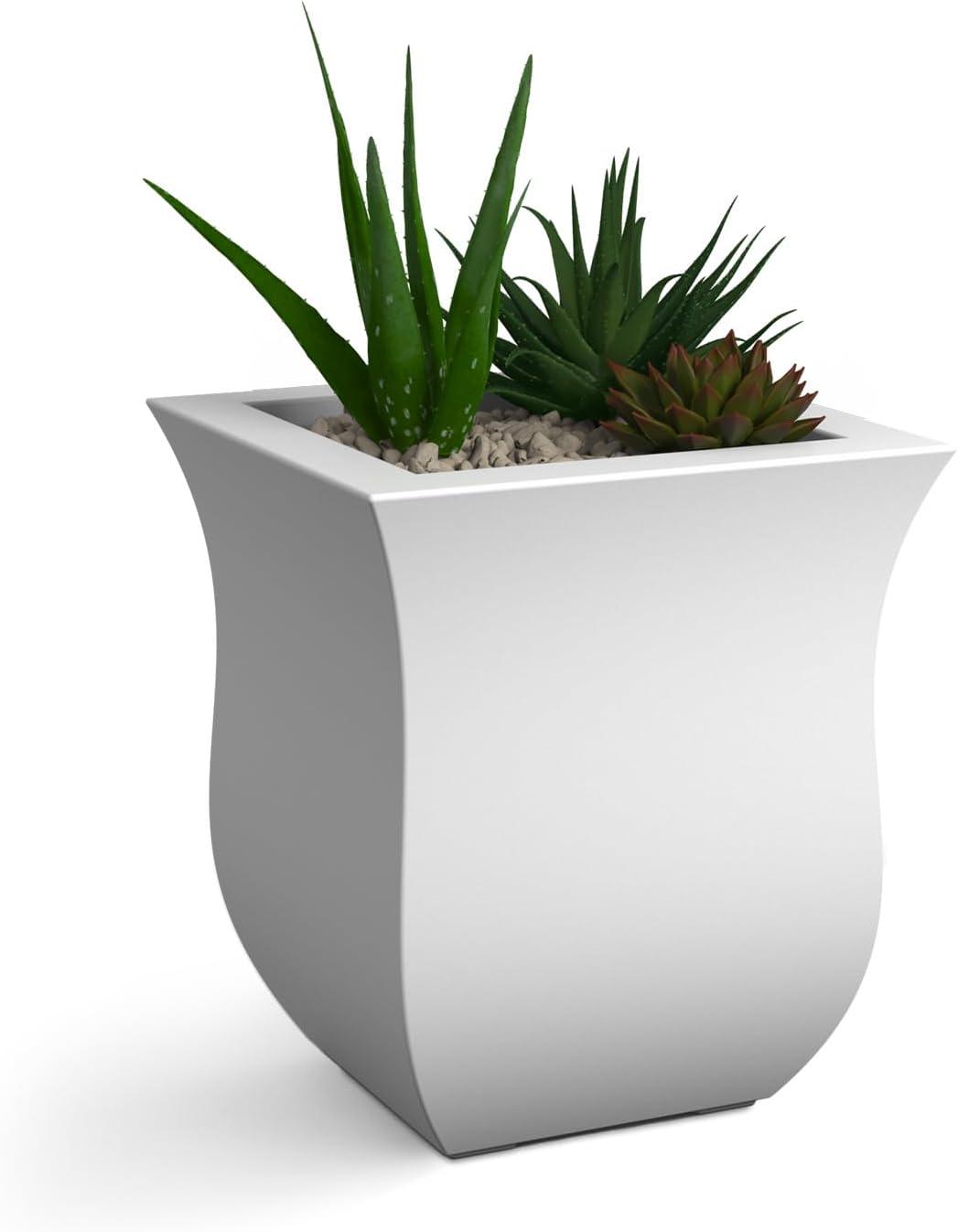 Mayne Valencia 16" x 16" x 18" Square Polyethylene Planter - White