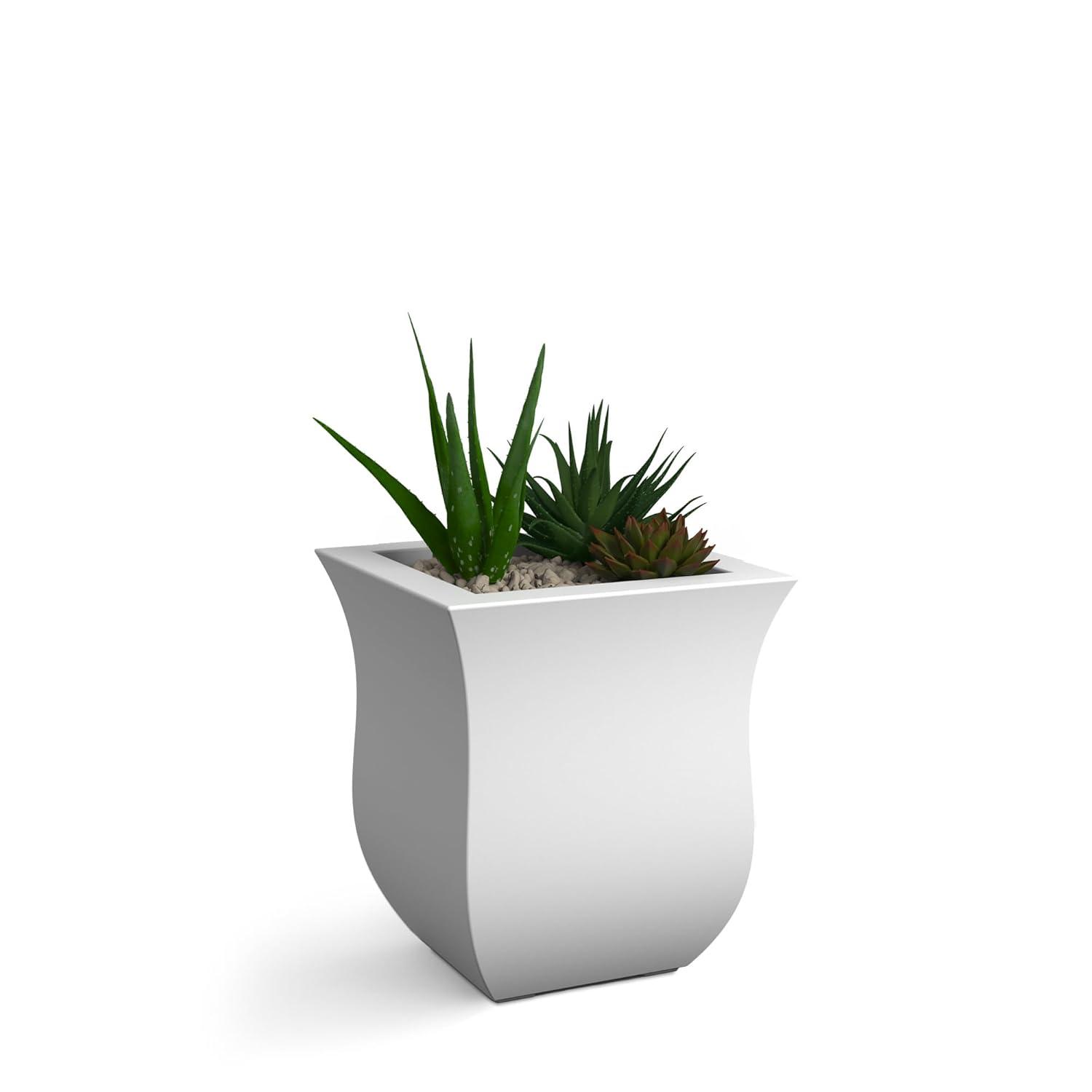 Mayne Valencia 16" x 16" x 18" Square Polyethylene Planter - White