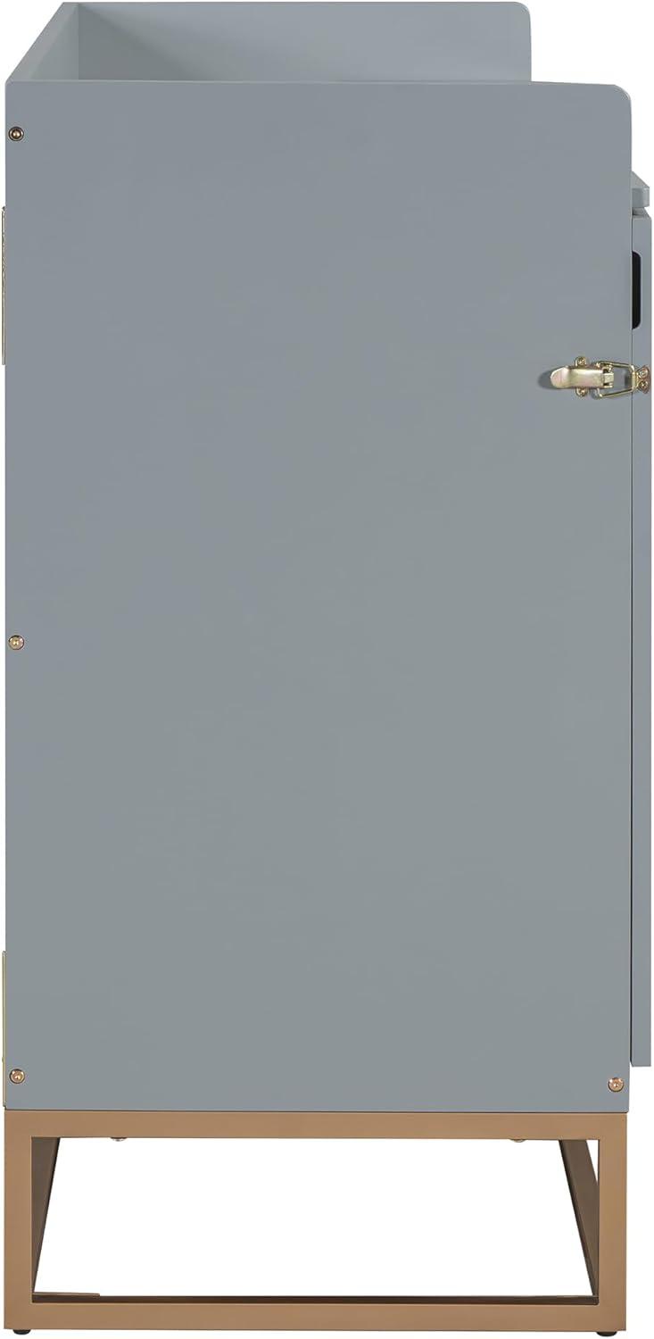 Harper & Bright Designs Queen Size Murphy Bed, Wooden Queen Wall Bed Frame with Iron Legs, Modern Design, Gray