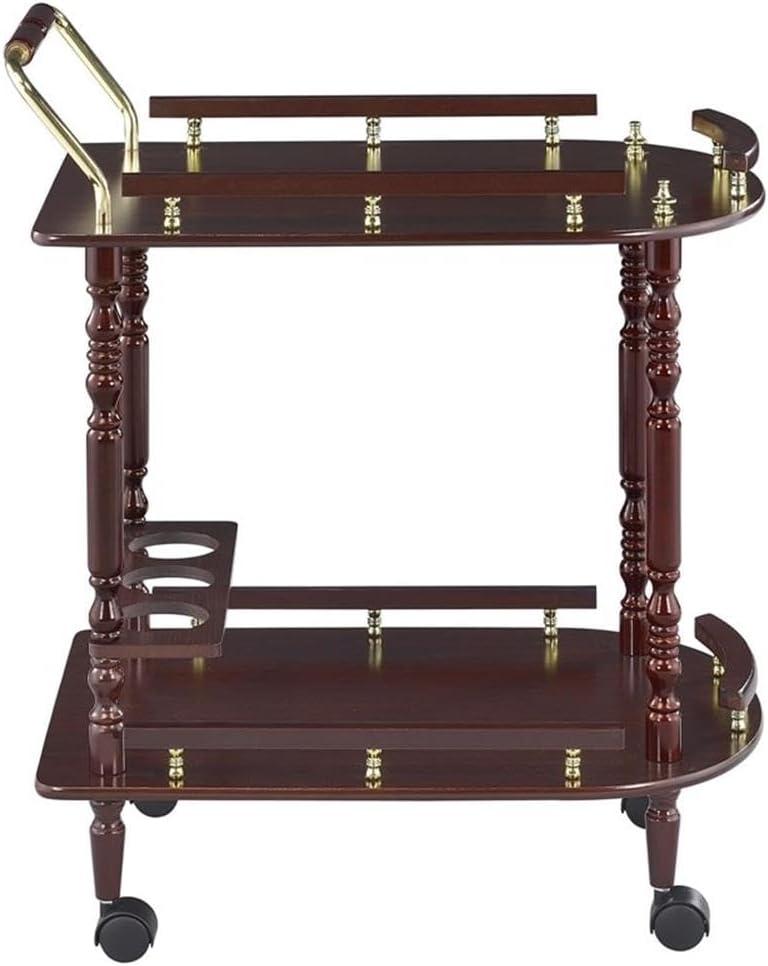 ByEUcuk Home Furnishings Palmer 2-Tier Serving Cart Merlot and Brass