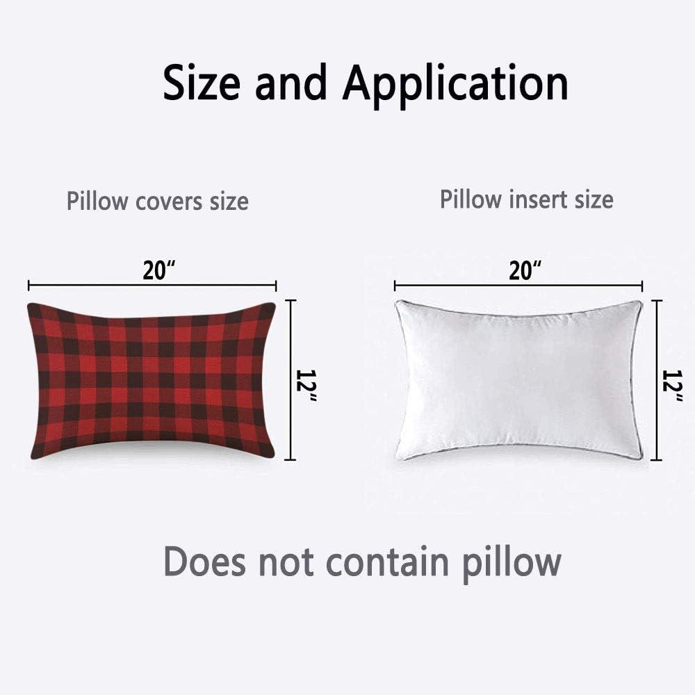 Red and Black Buffalo Plaid Polyester Lumbar Pillow Cover