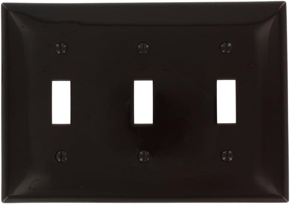 Brown Thermoplastic 3-Gang Toggle Switch Wallplate