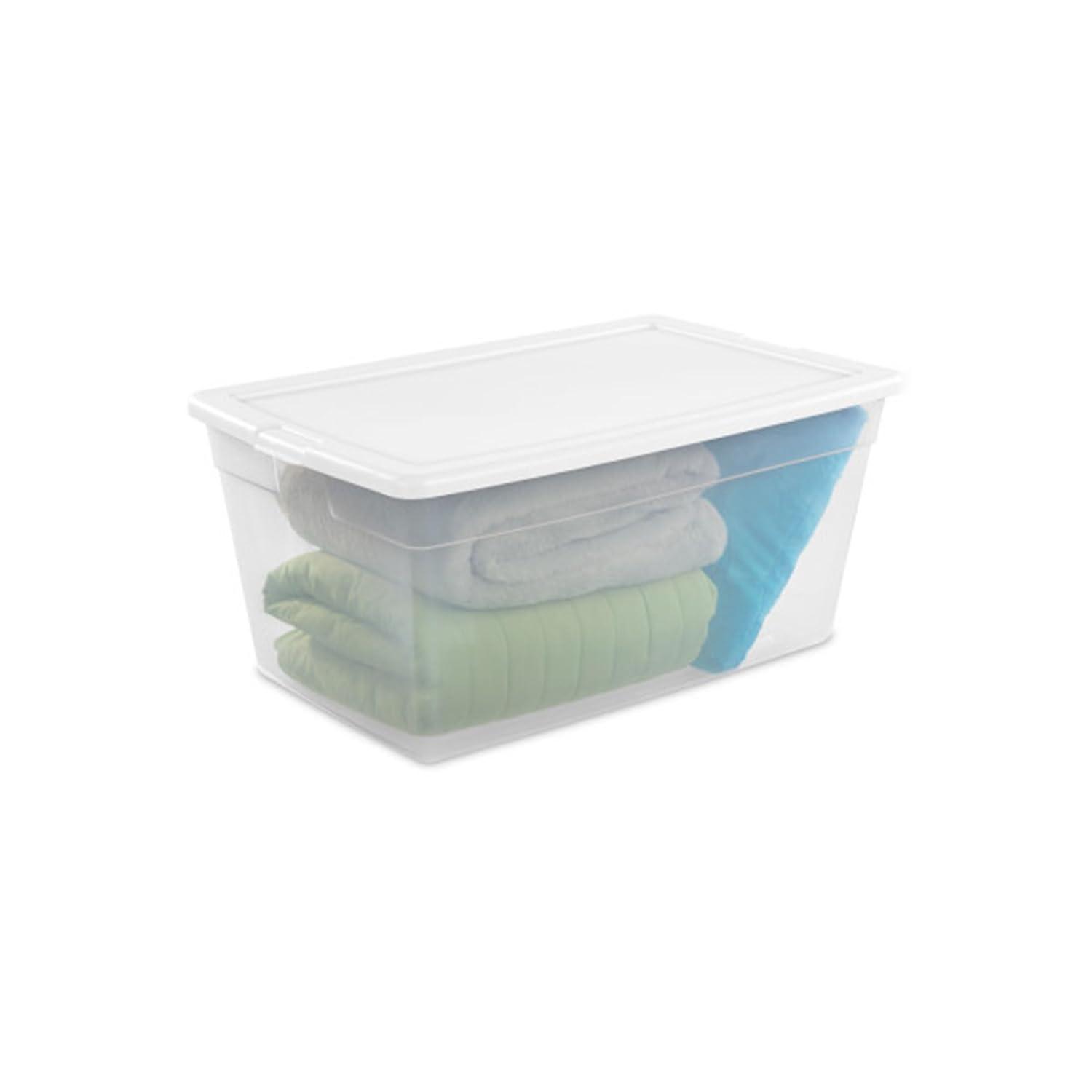 Sterilite Sterilite Storage Box, Stackable Bin with Lid, Plastic Container to Organize Shoes and Crafts on Closet Shelves