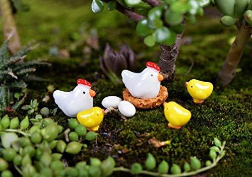 Miniature Chicken Family Figurines Set for DIY Terrarium Crafts