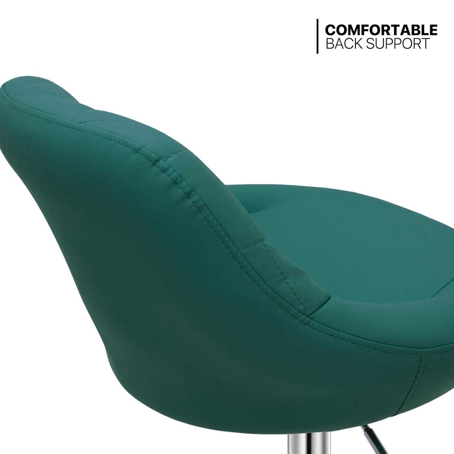 Bar Stools Set of 2, Adjustable Counter Height Swivel Barstools, Modern Dining Chairs Bar Pub High Stool with Back for Kitchen Island, Teal Green