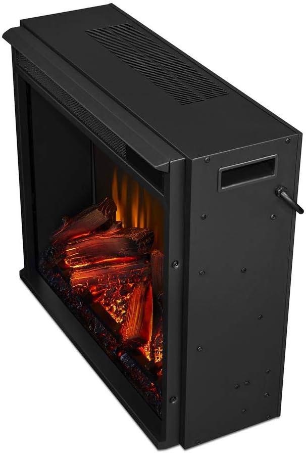 Compact Black Electric Fireplace Heater with Mantel