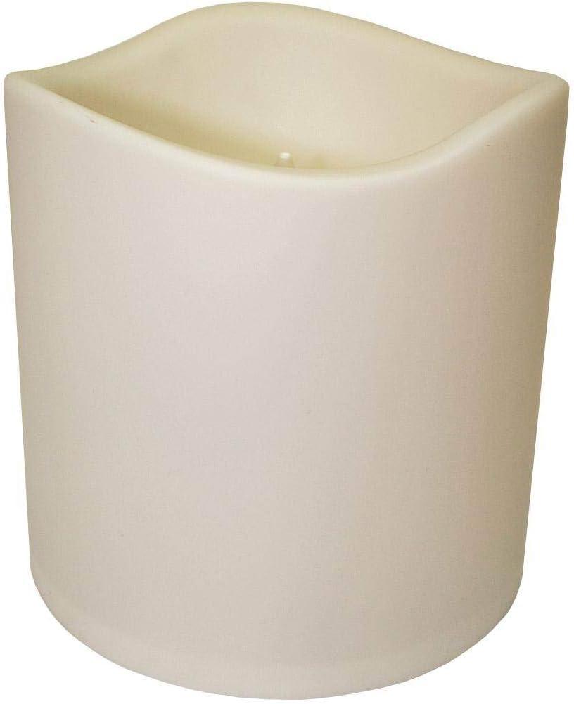 6-Inch Bisque Flameless LED Pillar Candle with Timer