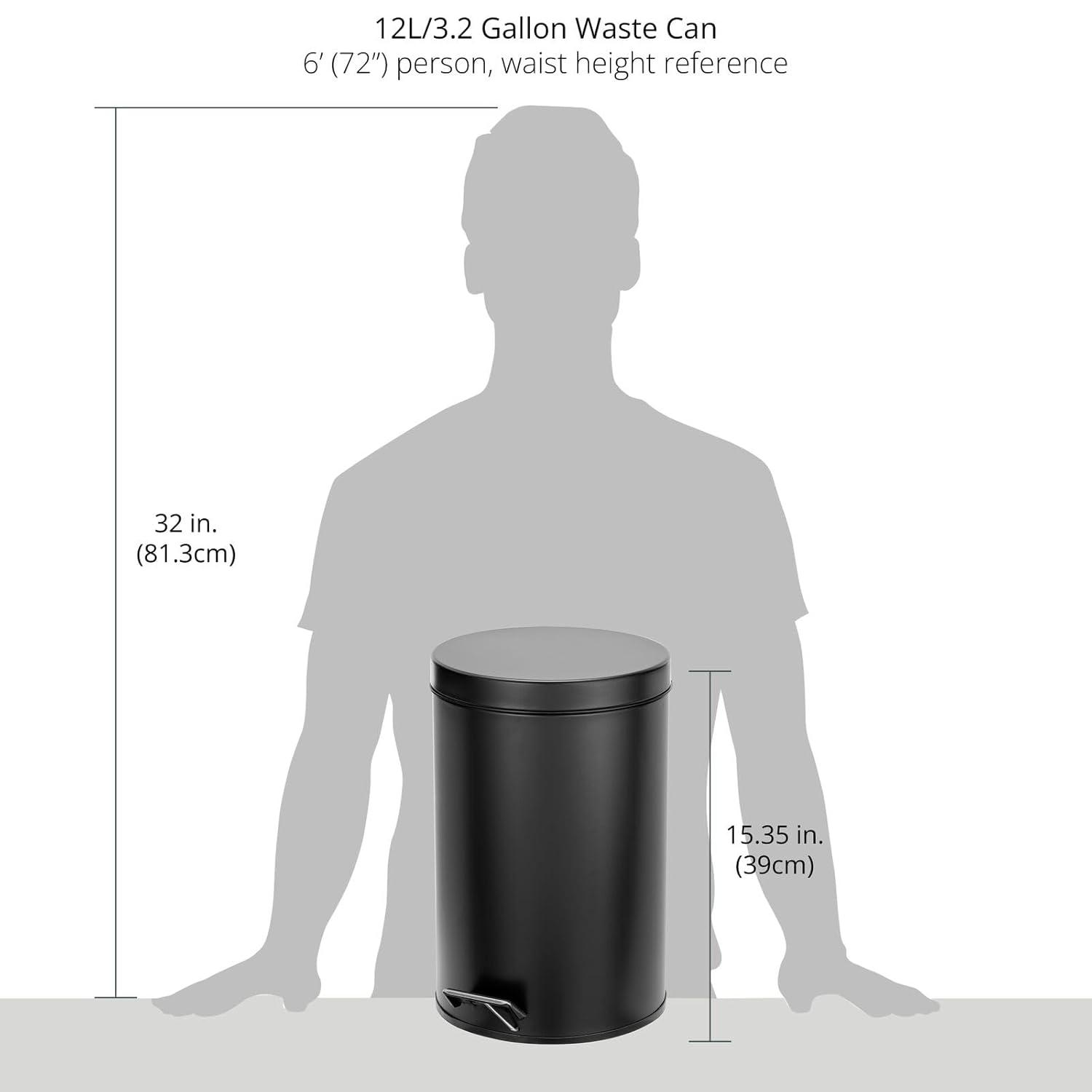 Compact Black Plastic Pedal Trash Can with Lid