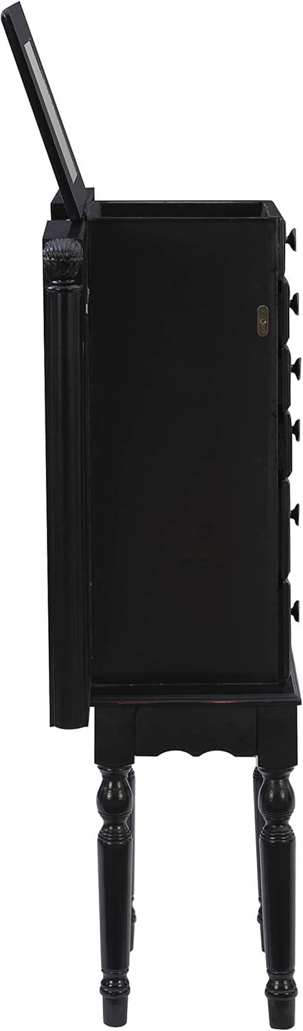 Imogen Jewelry Armoire, Distressed Ebony Black with Black Lining