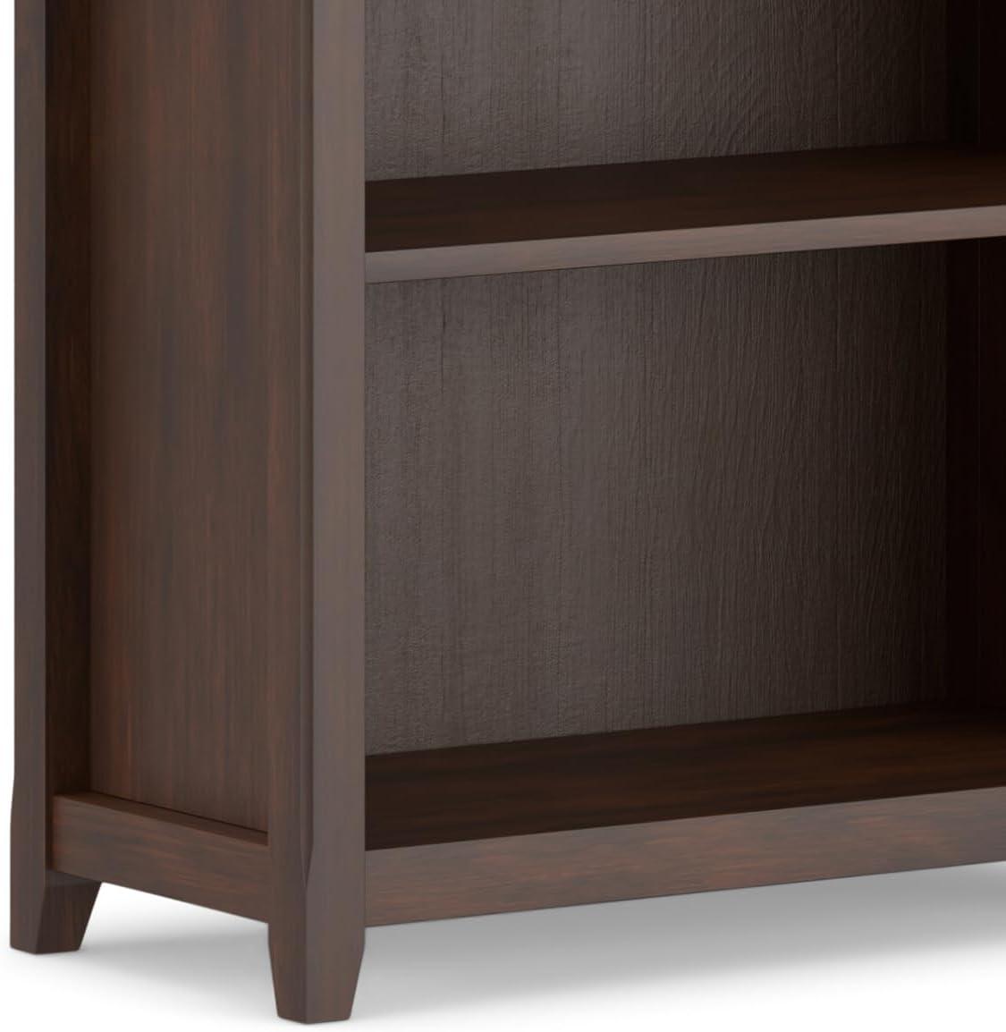 Amherst Adjustable 5-Shelf Solid Wood Bookcase in Russet Brown