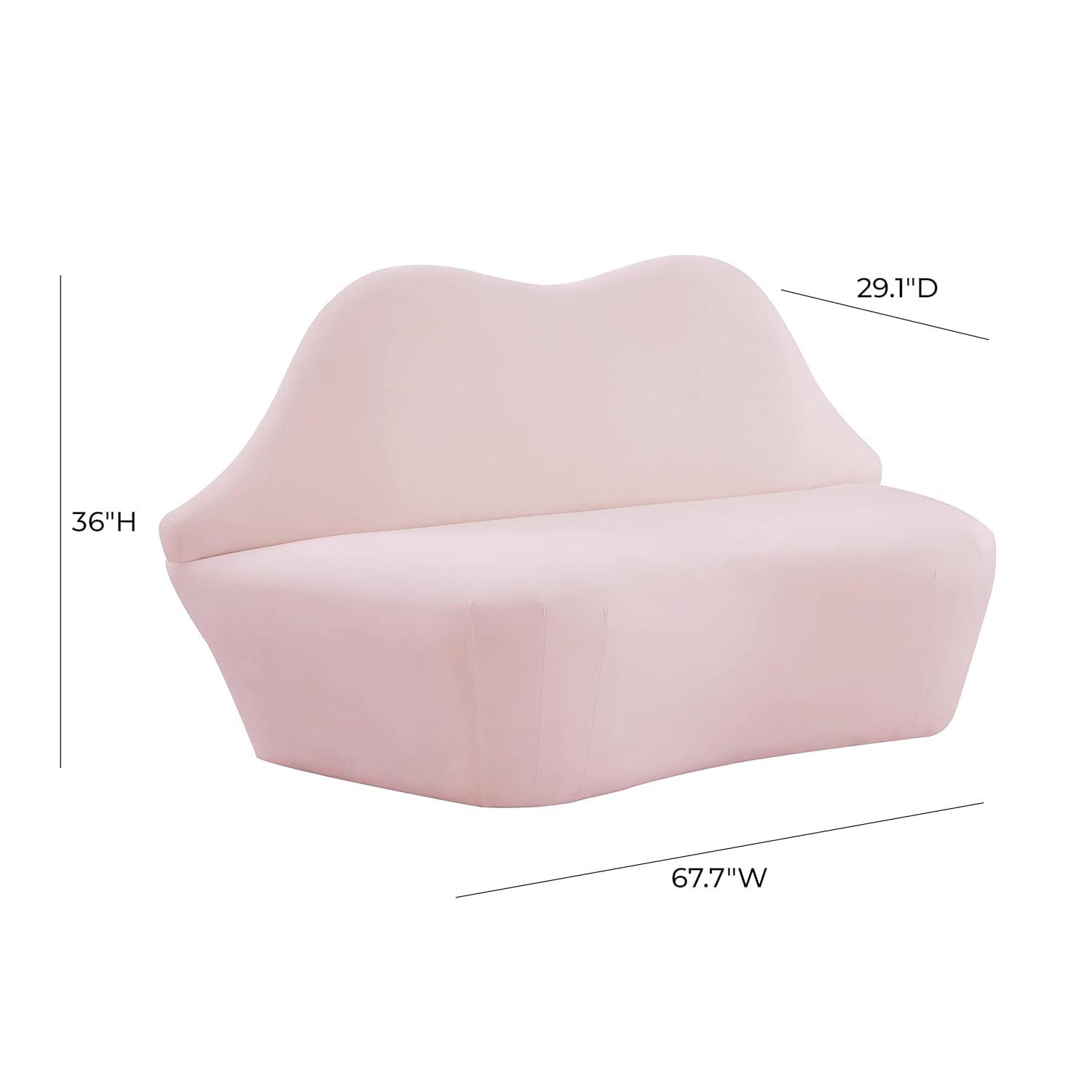 Levres Contemporary Blush Velvet 67'' Stationary Loveseat