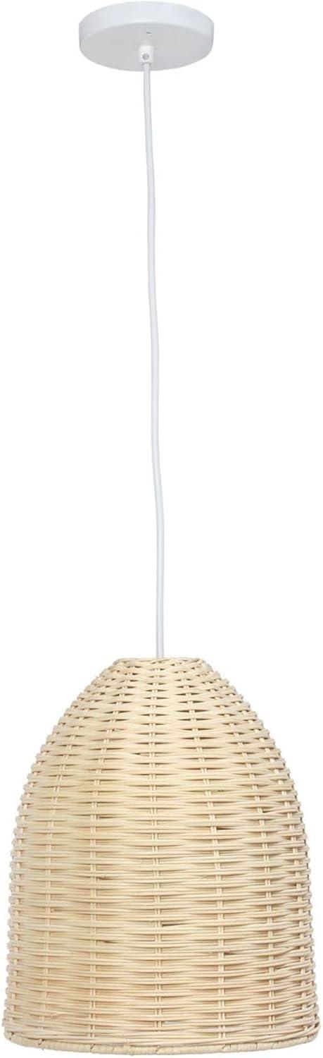 Elegant Designs Elongated Coastal Dome Rattan Downlight Pendant