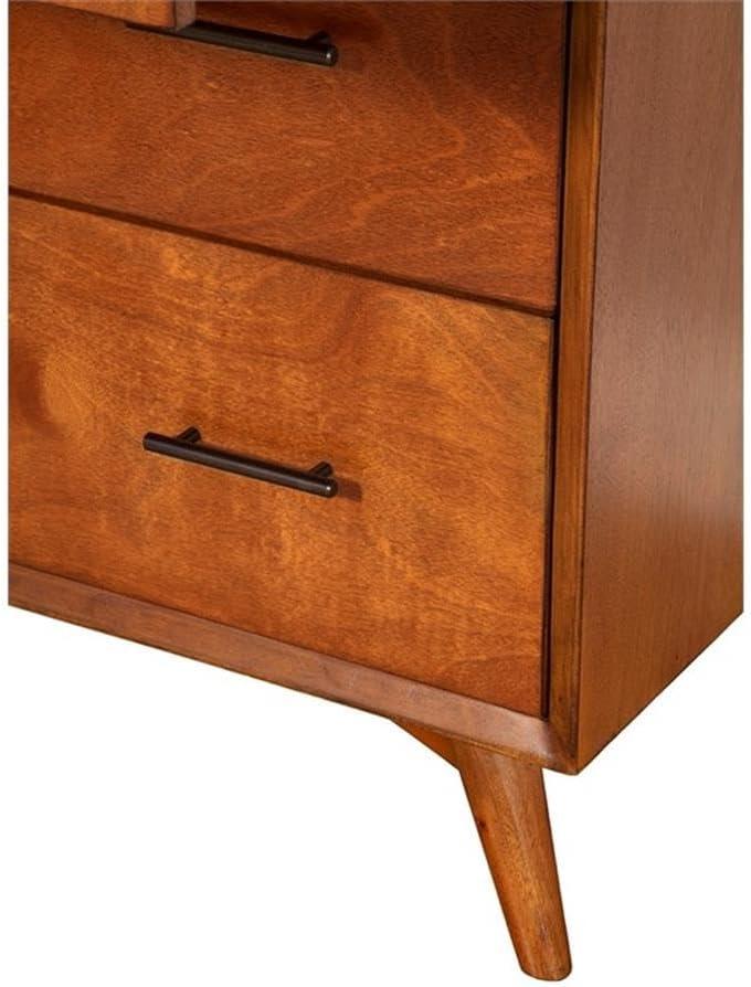 Flynn Mid Century Modern 4 Drawer Multifunction Chest with Pull Out Workstation Tray in Acorn Finish