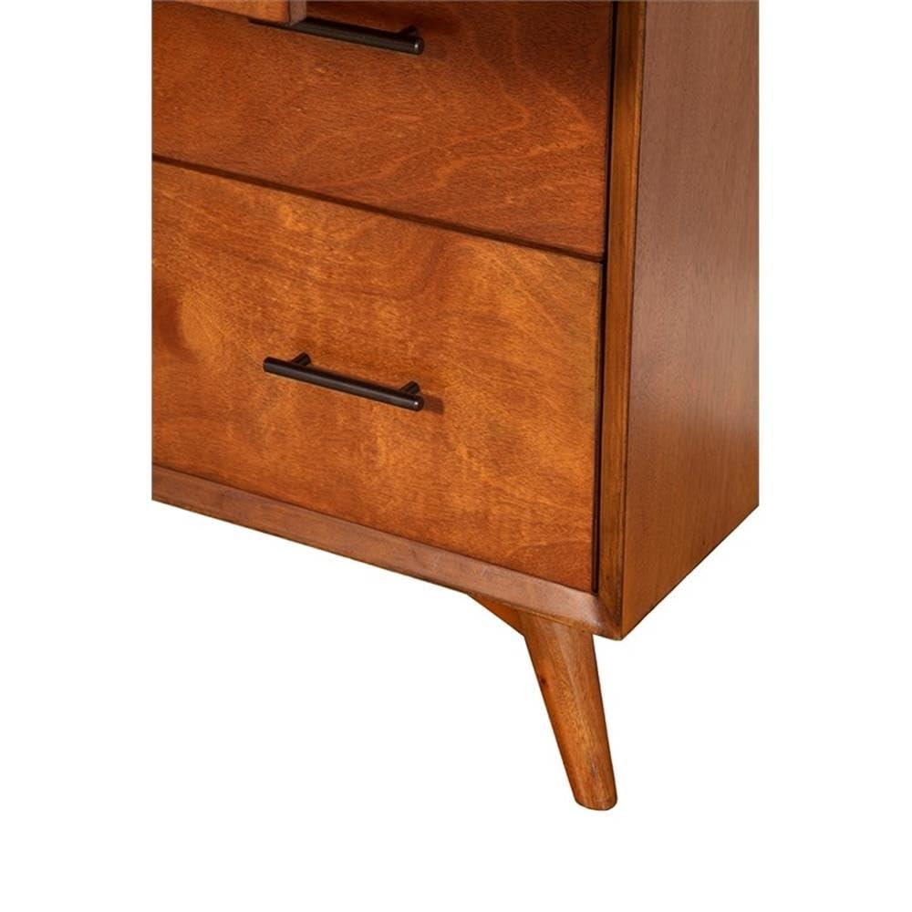 Flynn Mid Century Modern 4 Drawer Multifunction Chest with Pull Out Workstation Tray in Acorn Finish