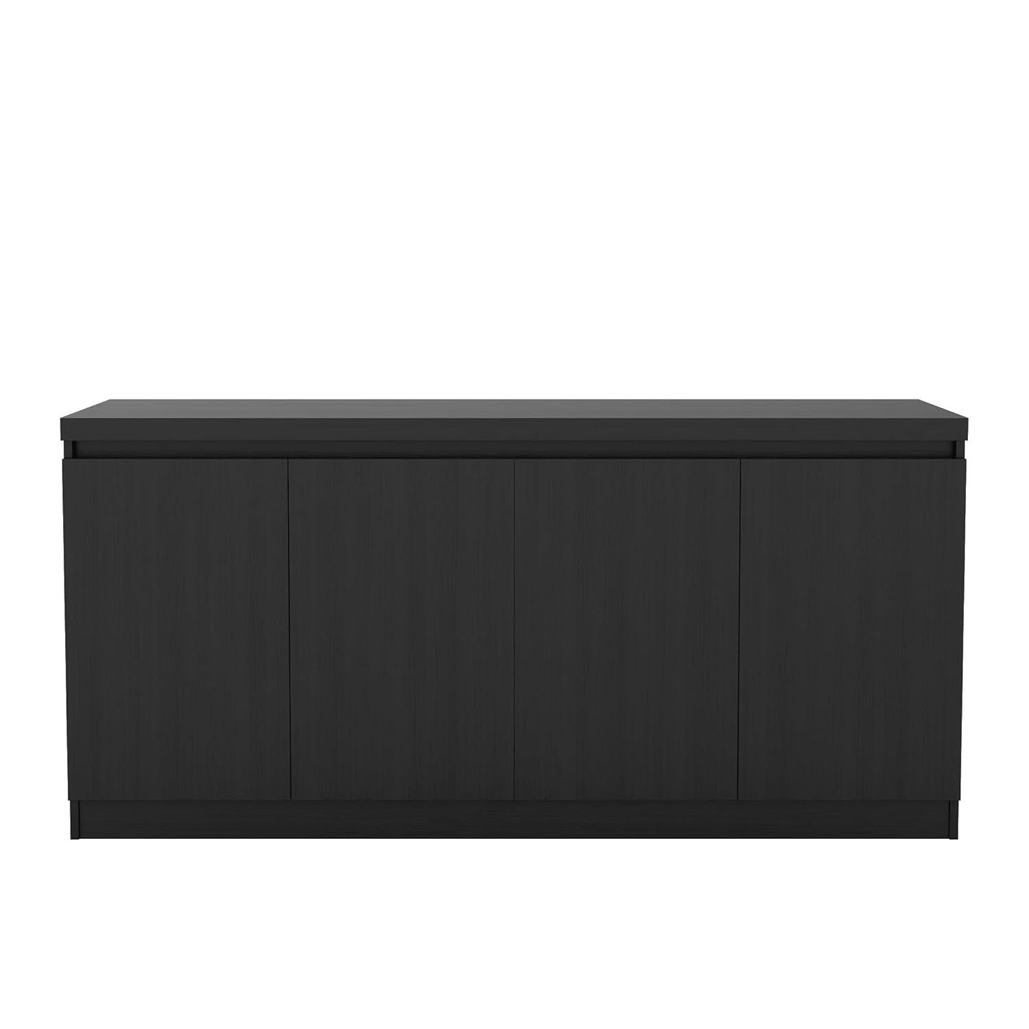 62.99" Viennese 6 Shelves Buffet Cabinet Matte Black - Manhattan Comfort: Modern Credenza Console