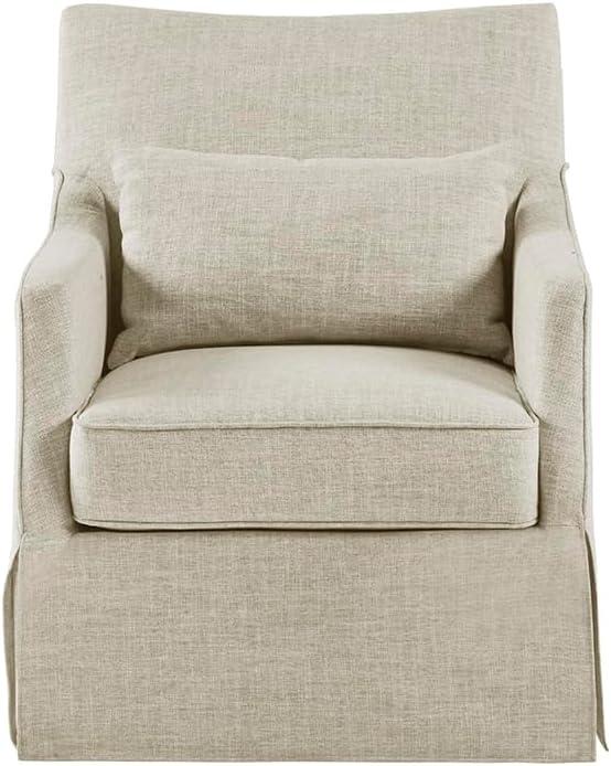 Martha Stewart London Upholstered Skirted Swivel Armchair with Lumbar Pillow