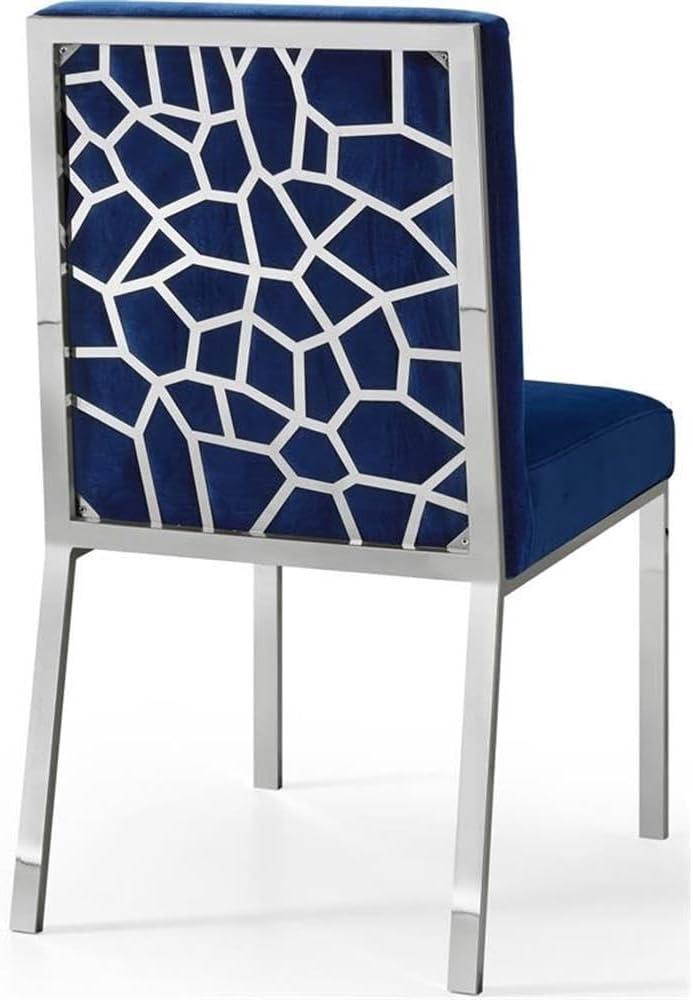 Opal Navy Velvet Upholstered Dining Chair with Metal Base