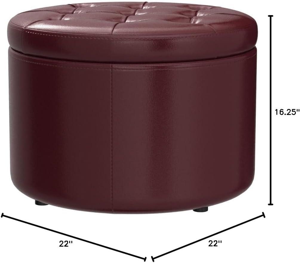 Convenience Concepts Designs4Comfort Round Shoe Ottoman, Burgandy