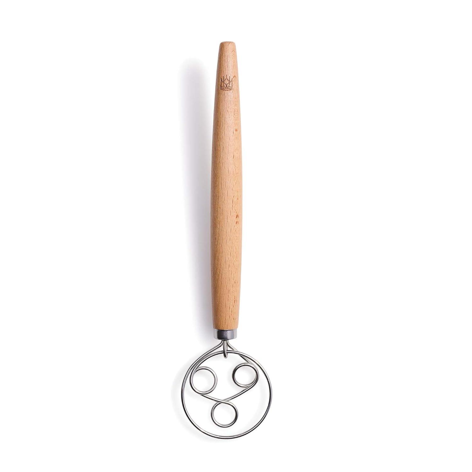 King Arthur Baking Company Baker’s Batter Whisk, Triple-Loop, 18/8 Stainless Steel and Beechwood