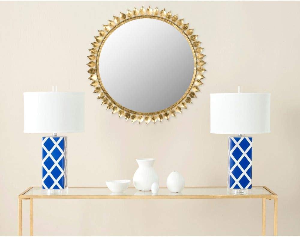 26.5" Gold Wood Sunburst Round Wall Mirror