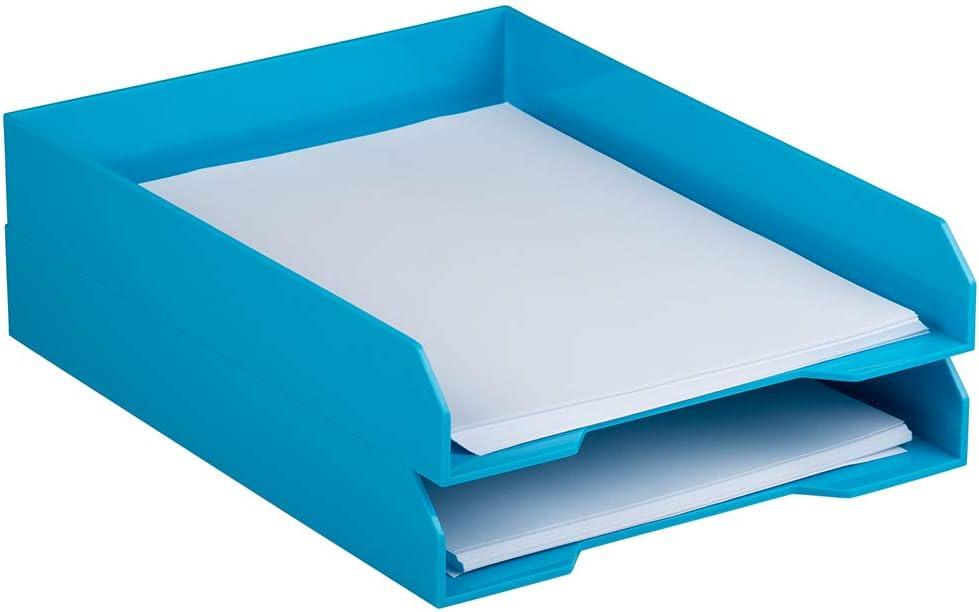 JAM PAPER Stackable Paper Trays - Blue - Letter Tray - Sold Individually 9.75 "  x 12.5 "  x 6 "