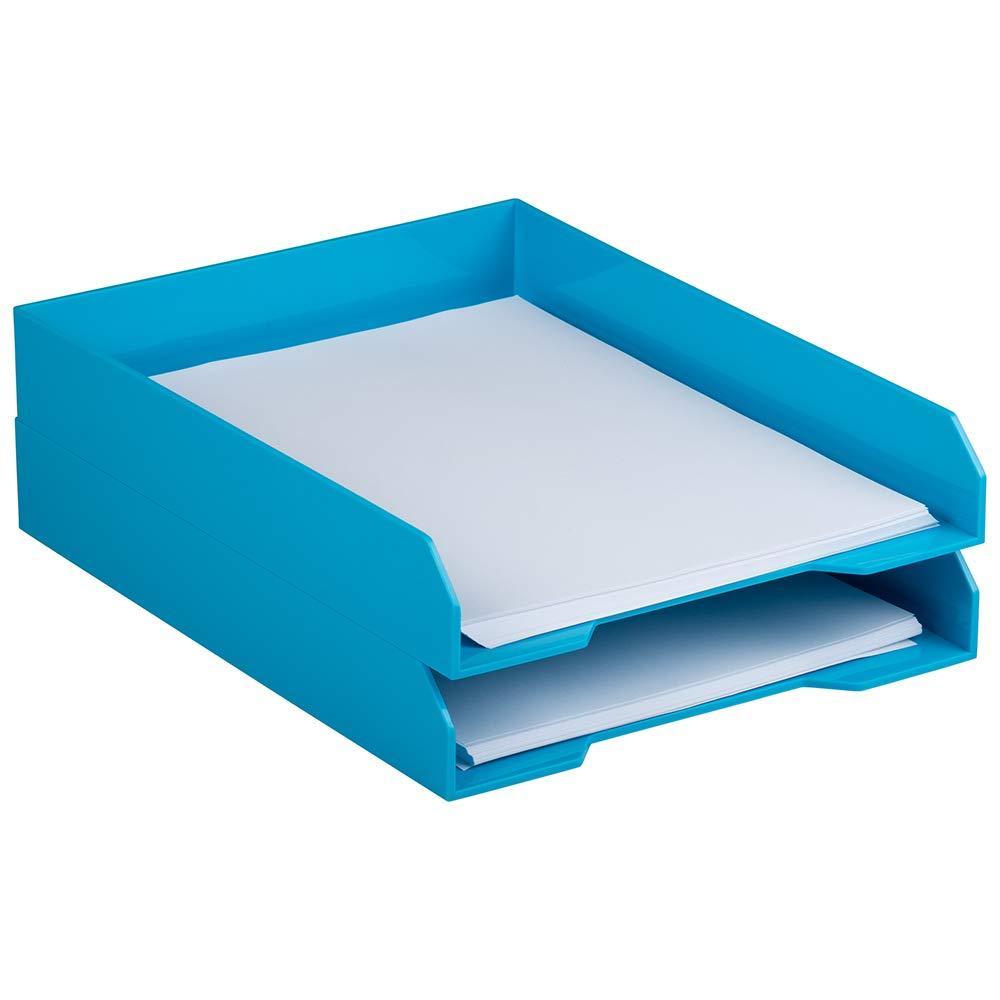 JAM PAPER Stackable Paper Trays - Blue - Letter Tray - Sold Individually 9.75 "  x 12.5 "  x 6 "