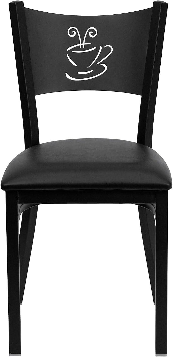 Black Metal Coffee Back Upholstered Dining Side Chair Set