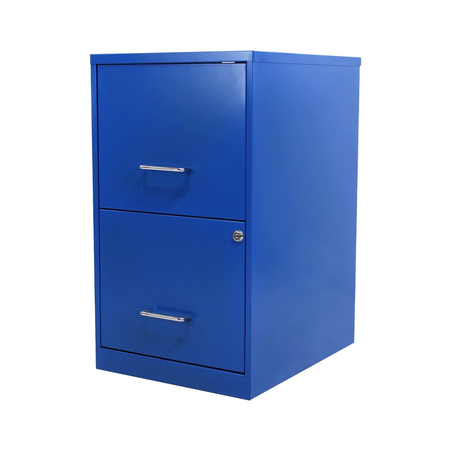 Space Solutions 18" 2 Drawer Metal File Cabinet Classic Blue