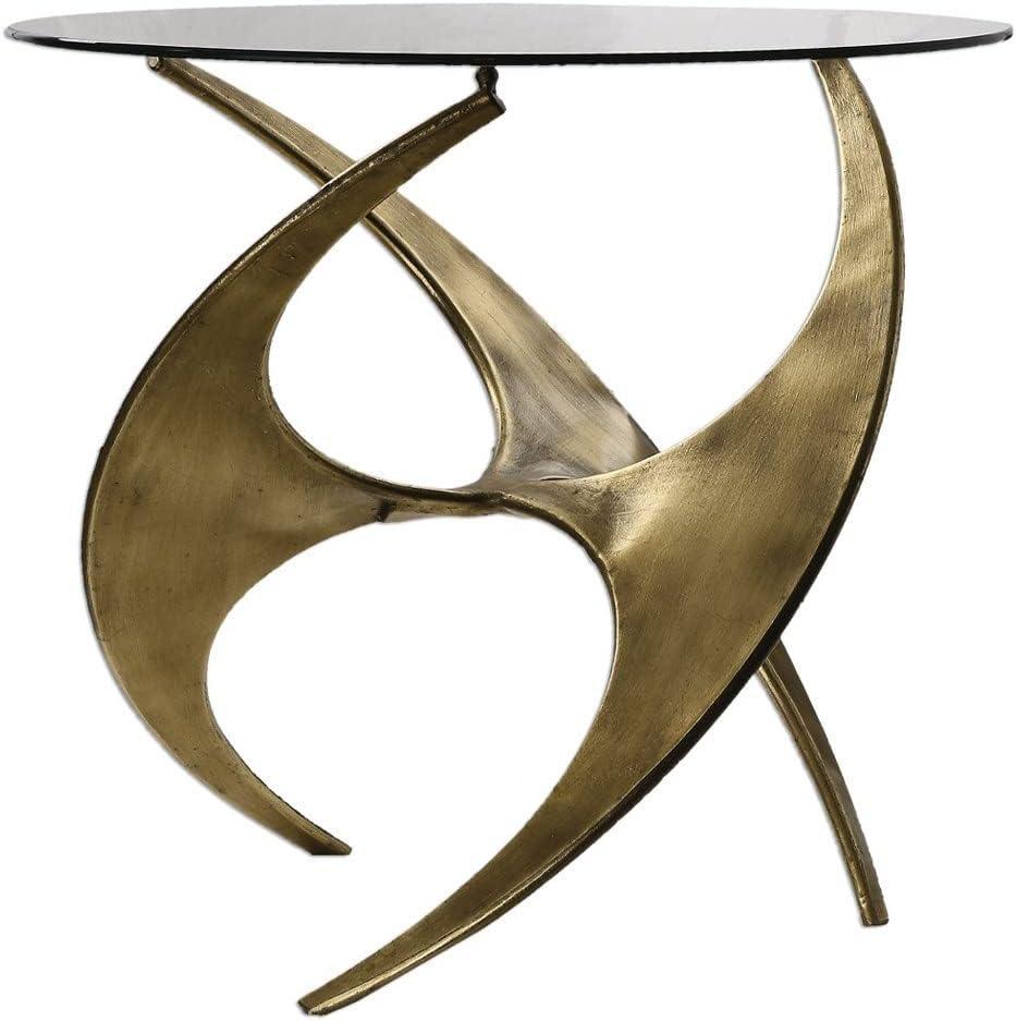 Uttermost Graciano Contemporary Metal and Glass Accent Table in Gold