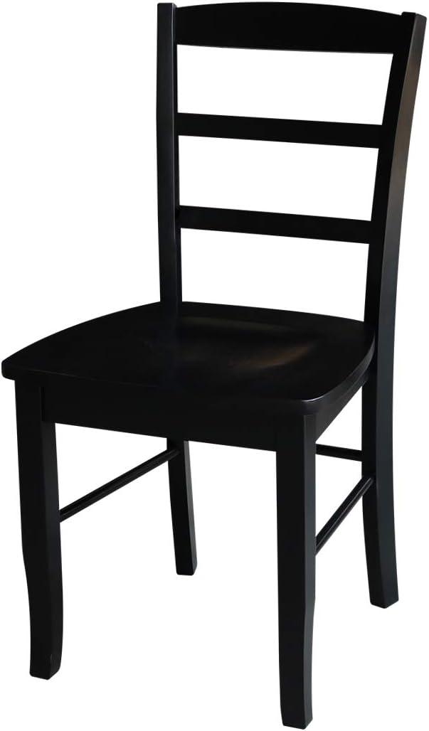 Elegant Black Solid Wood Ladderback Side Chair Set