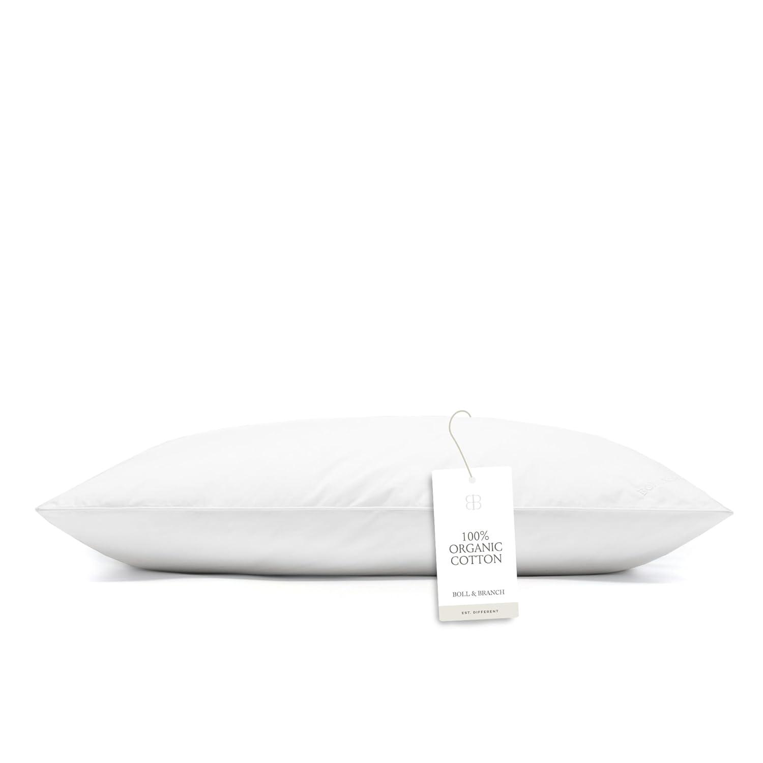 BOLL & BRANCH Down Alternative Pillow - Medium, Standard - Cooling Shell - Hypoallergenic Primaloft Luxury Down Alternative Fill - Superior Support