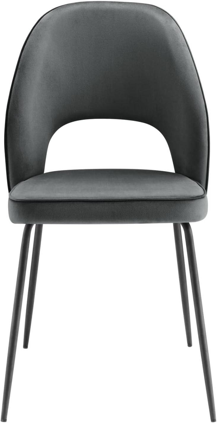 Modway Nico 18.5" Velvet Dining Chairs in Gray/Black (Set of 2)