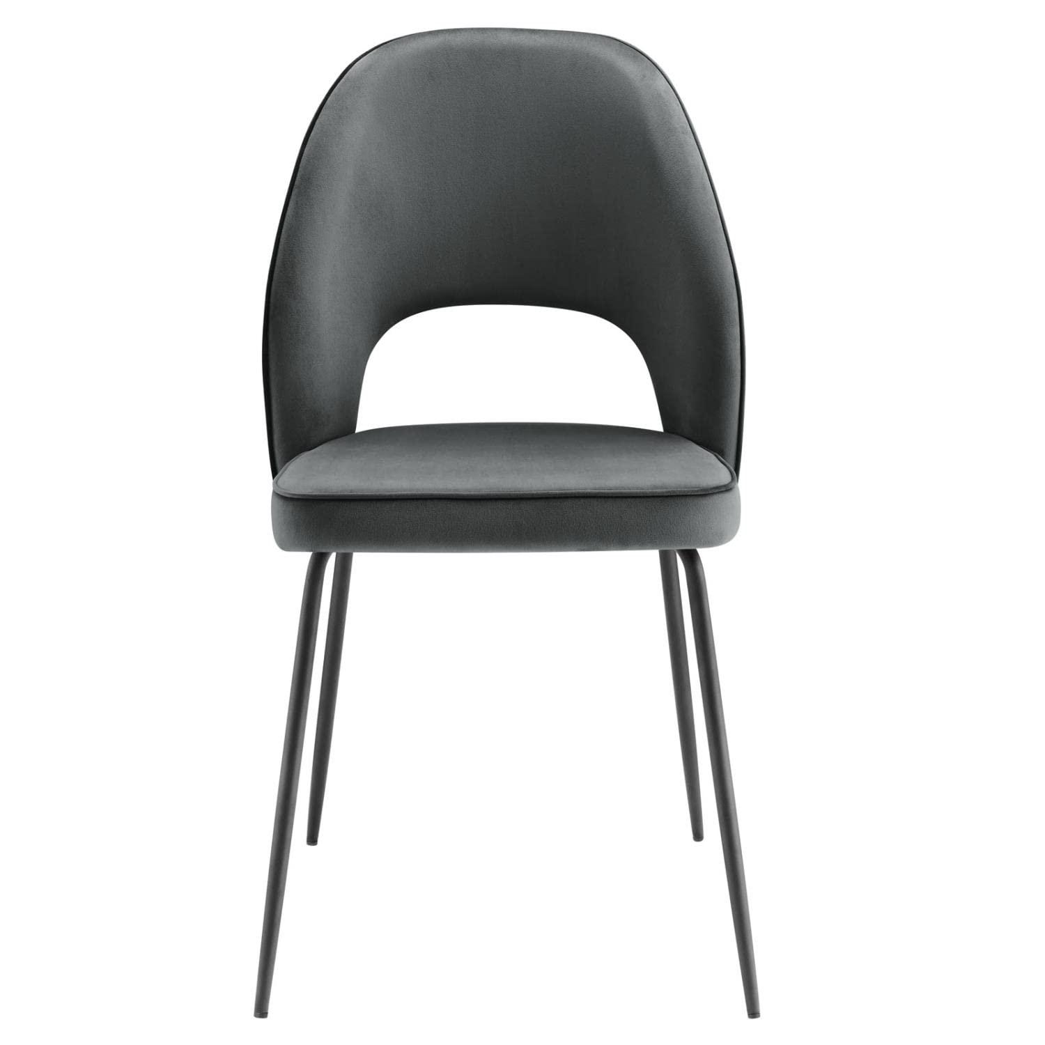 Modway Nico Performance Velvet Dining Chair Set of 2 in Black Gray