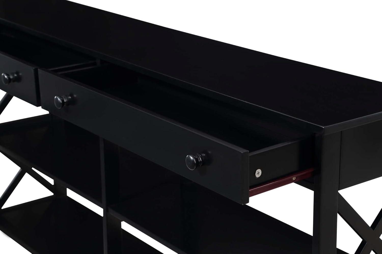 Convenience Concepts Oxford 2 Drawer 60 inch Console Table with Shelves, Black