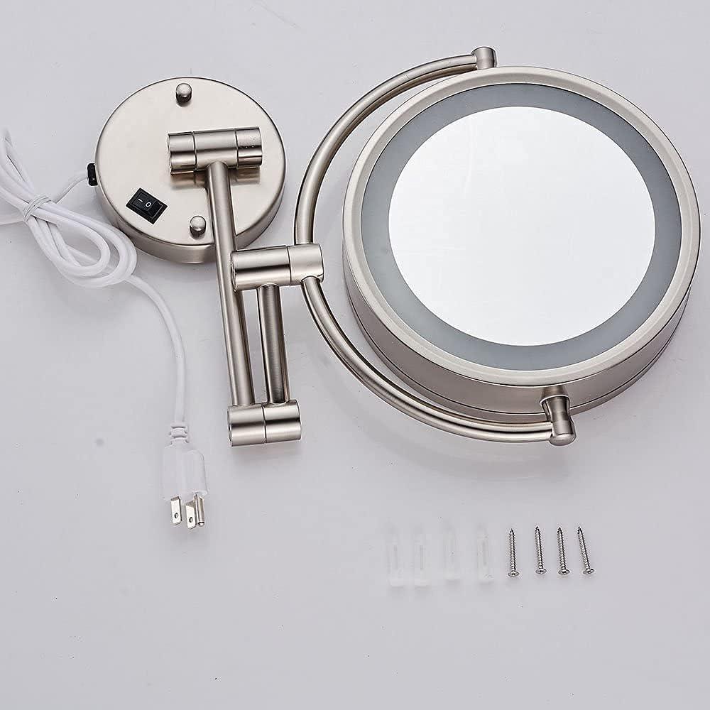 8.5 Inch Wall Makeup Mirror with 3 Tones LED Lights,Double Sided Vanity Mirror for Bathroom 10X Magnification,Plug Powered (Black/10X)