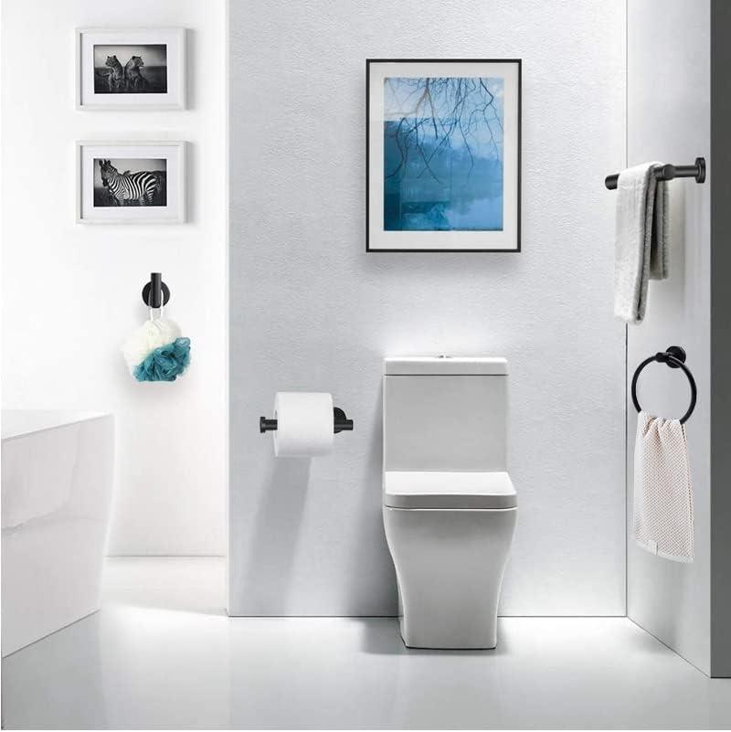 5/10/20pcs Bathroom Hardware Set, Including 16" Hand Towel Bars, Toilet Paper Holders, Towel Rings, Robe Towel Hooks (10pcs 16" Black)
