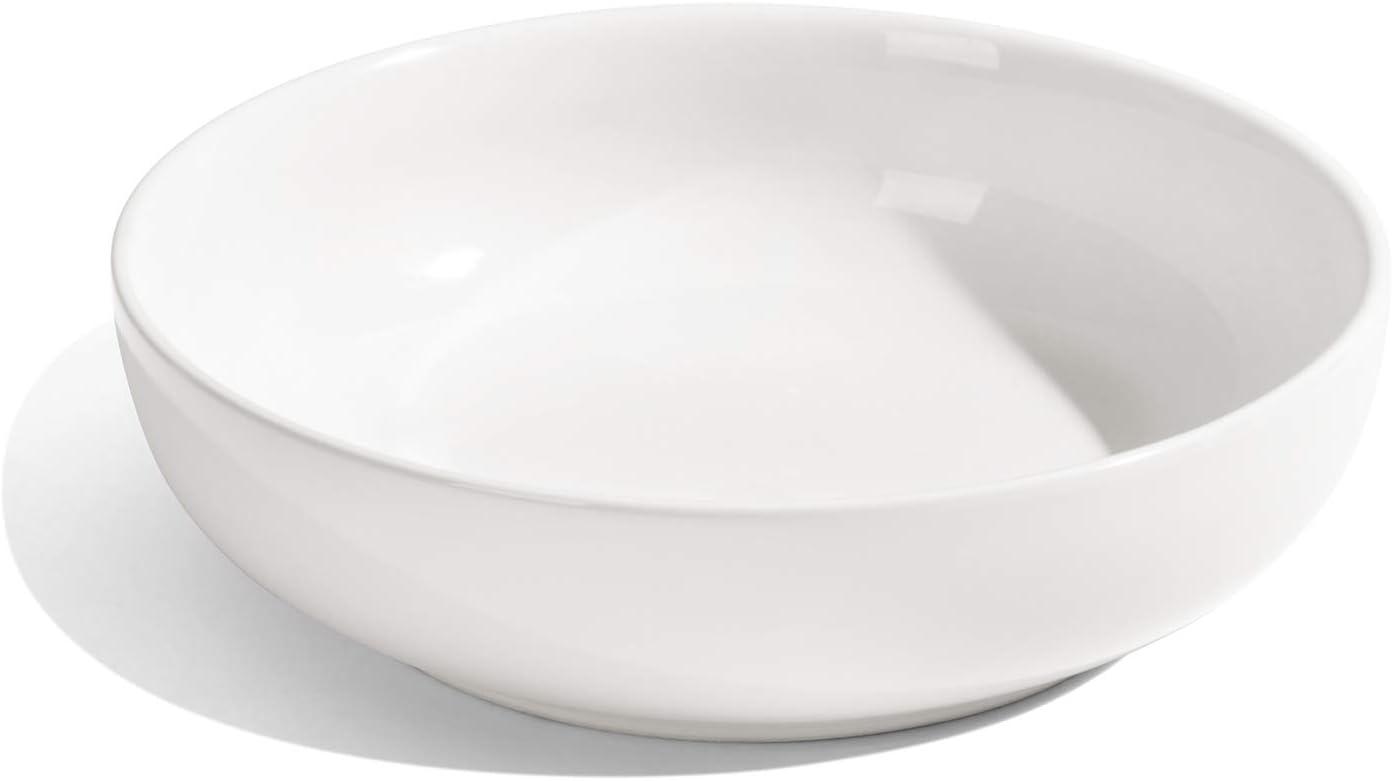 White Ceramic 8.5-Inch Microwave Safe Pasta Bowls Set