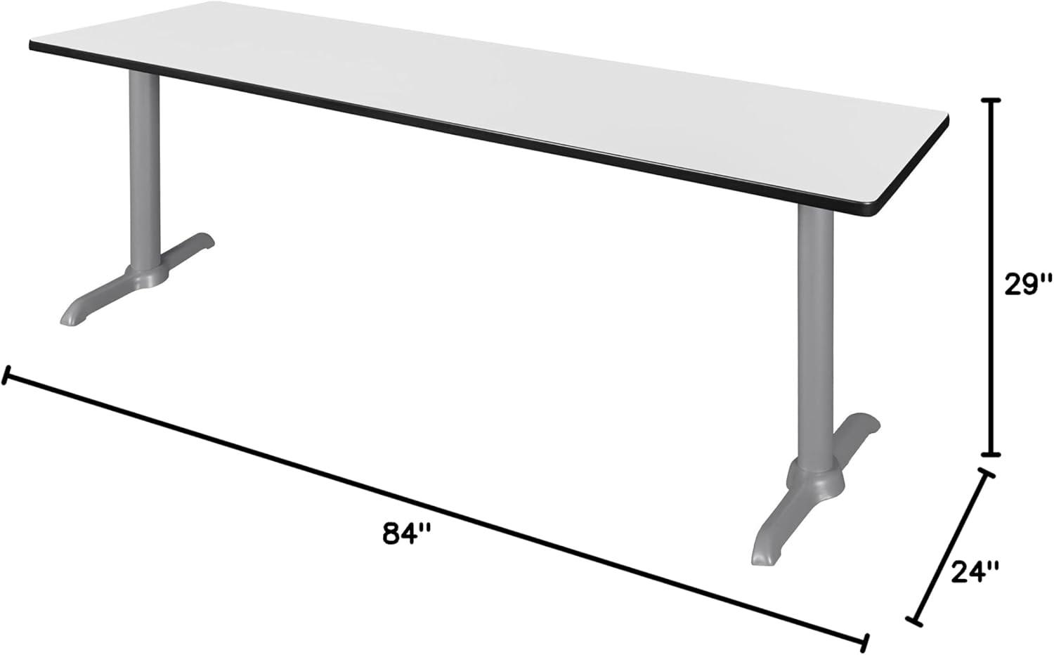 84" White and Grey Rectangular Training Table with Steel Legs