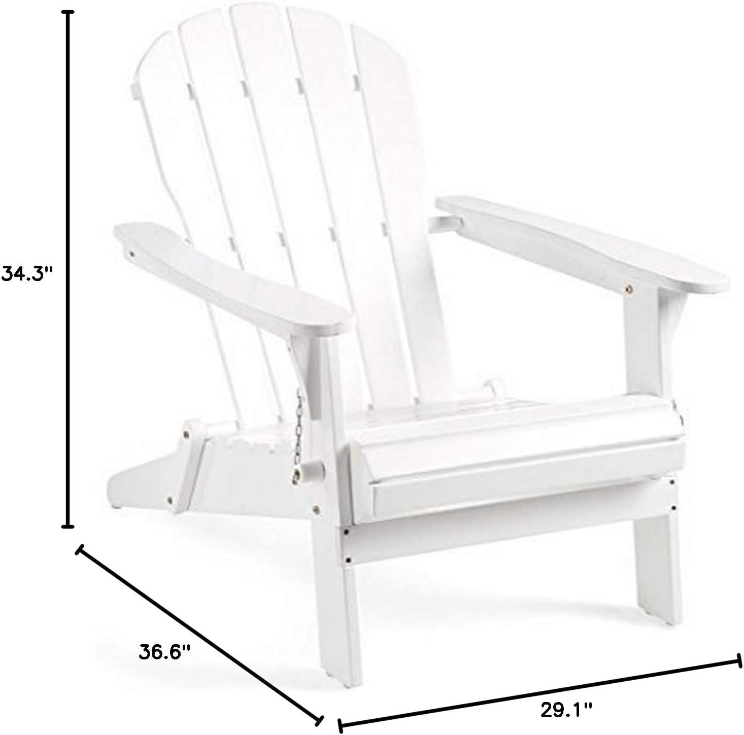 White Foldable Eucalyptus Adirondack Chair with Arms