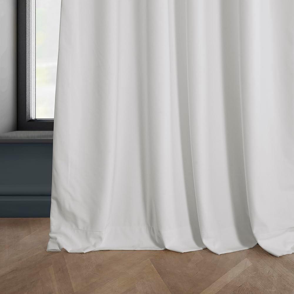 Pillow White Velvet Rod Pocket Room Darkening Curtain - 50 in. W x 108 in. L Single Panel Window Velvet Curtain