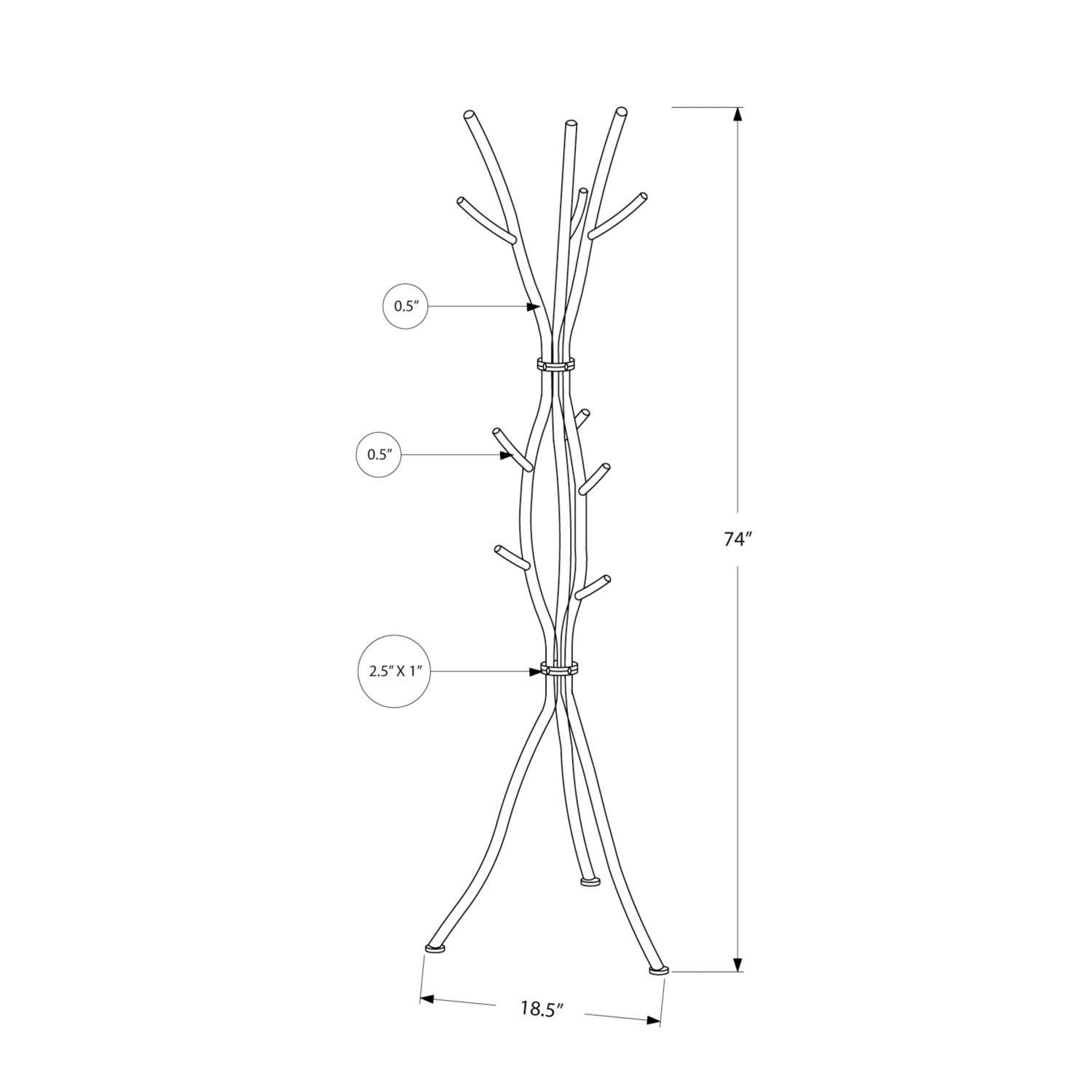 Zipcode Design™ 74"H Bedroom Coat Rack Metal Hall Tree Freestanding 11 Hooks Coat Rack Umbrella Stand