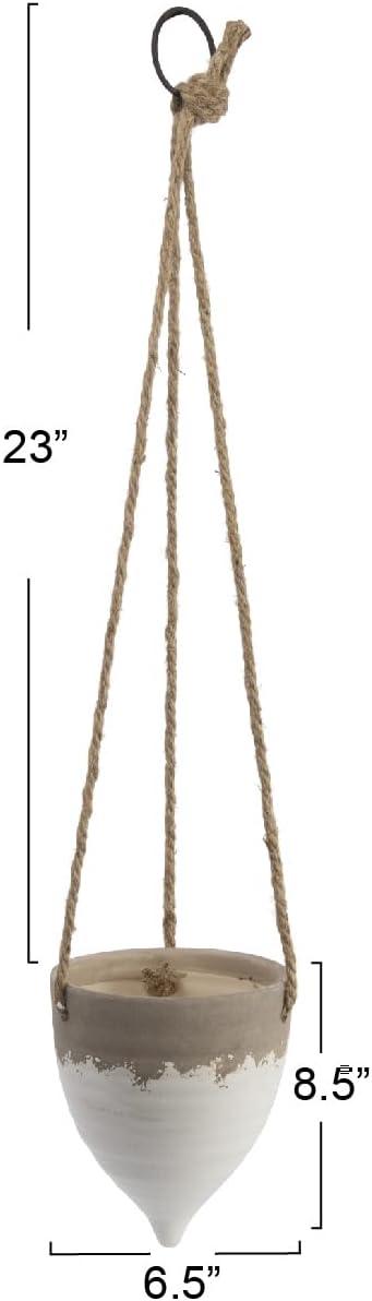 Jute Hanging Planter (8.5") - Storied Home: Indoor Bohemian Stoneware, No Assembly, Ceiling Mount