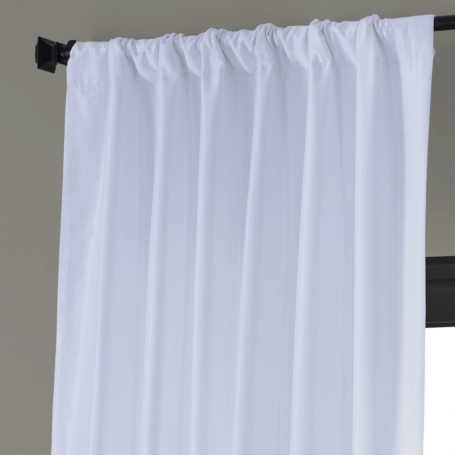 Ice Blackout Vintage Textured Faux Dupioni Curtain (1 Panel), Ice, 50W X 96L