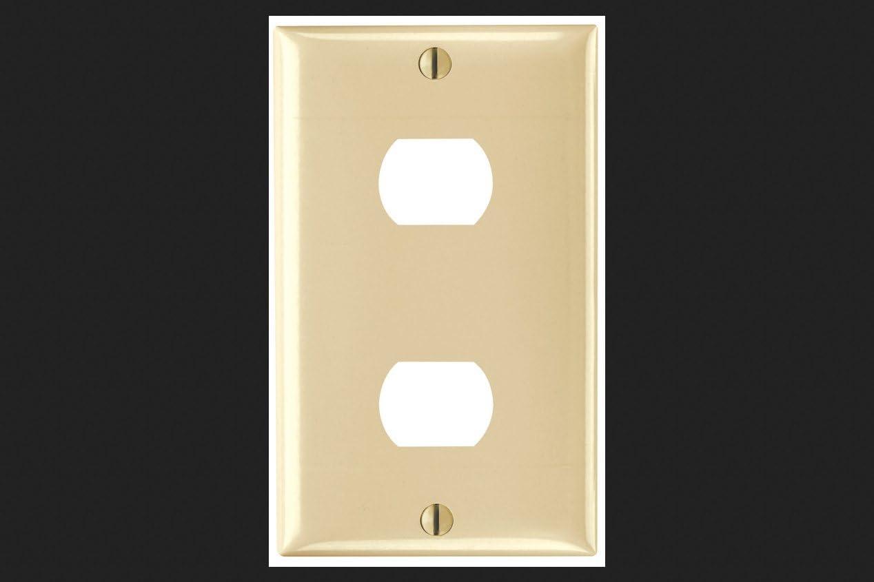 Ivory Plastic 1-Gang Horizontal Double Toggle Wall Plate