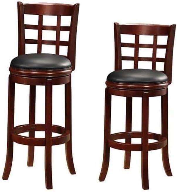 24" Kyoto Wood Composite Counter Height Barstool Cherry - Boraam: Swivel, Upholstered, Lacquered Finish