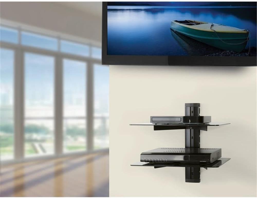 Black Tempered Glass 2-Shelf Wall Mount AV Kit