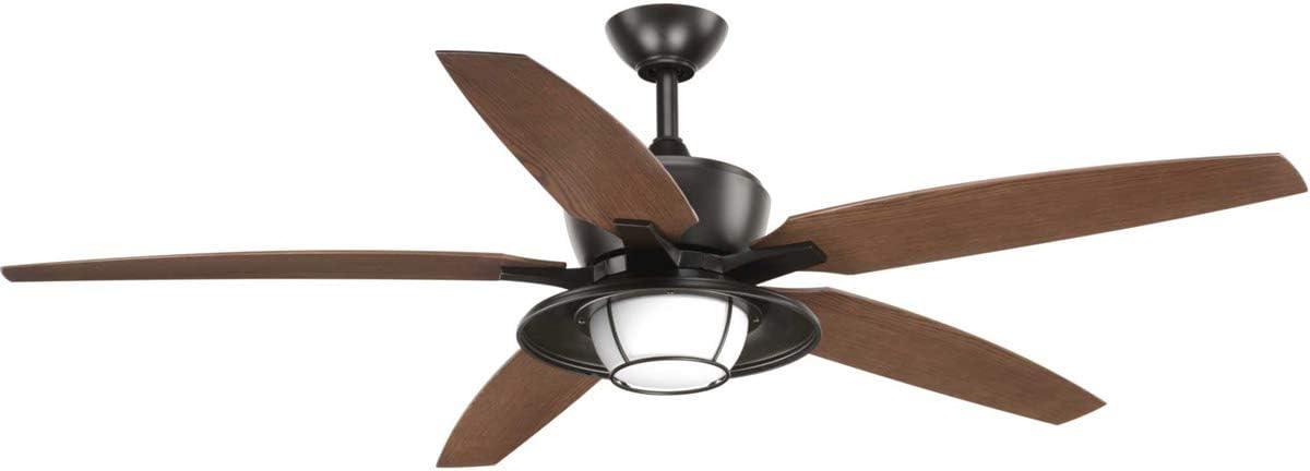 Montague 60-Inch Antique Bronze Ceiling Fan with Walnut Blades and LED Light