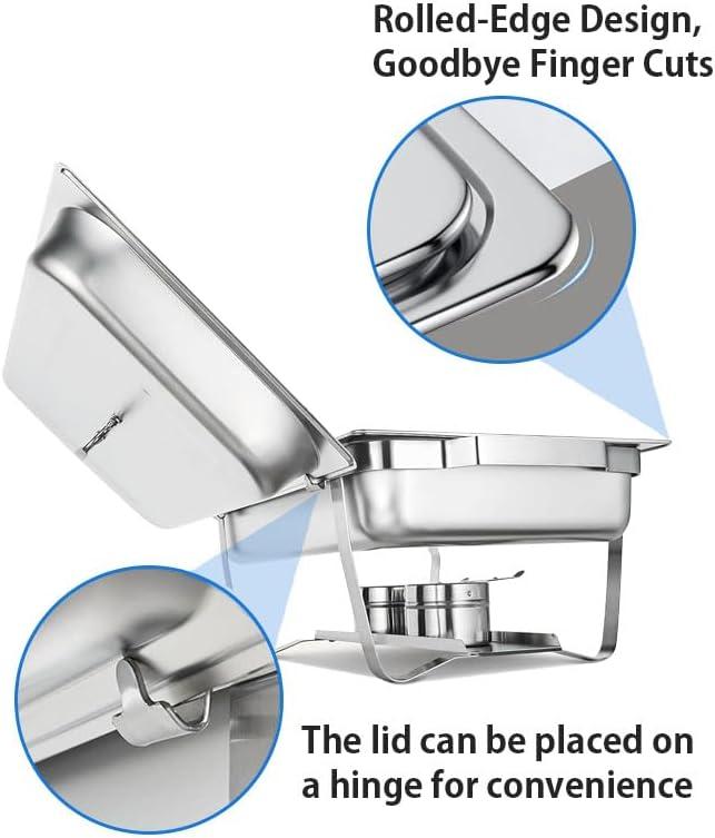 The Party Aisle™ Chafing Dishes For Buffet 4 Pack, 8 Qt Stainless Steel Chafers And Buffet Warmers Sets With Lid, Rectangle Serving Food Warmer Catering Supplies Buffet Display For Parties