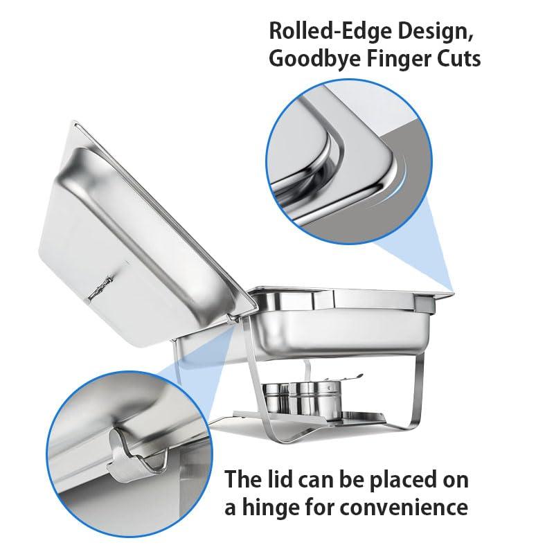 The Party Aisle™ Chafing Dishes For Buffet 4 Pack, 8 Qt Stainless Steel Chafers And Buffet Warmers Sets With Lid, Rectangle Serving Food Warmer Catering Supplies Buffet Display For Parties